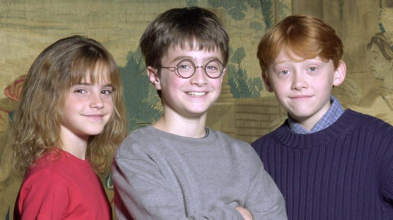 Emma Watson, Daniel Radcliffe und Rupert Grint im Jahr 2000.