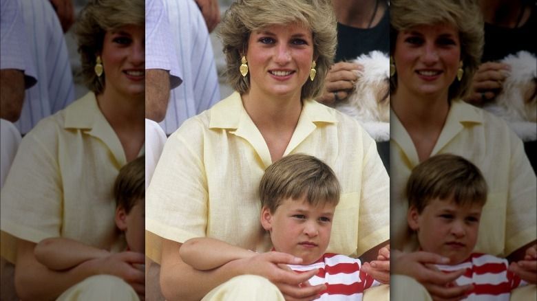 Prinzessin Diana hält Prinz William bei einer Veranstaltung