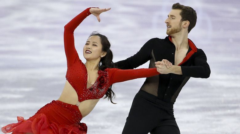 Yura Min und Alex Gamelin beim Eistanzen bei den Olympischen Spielen 2018